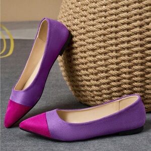 Purple & Fuchsia Pointed Toe Ballet Flats